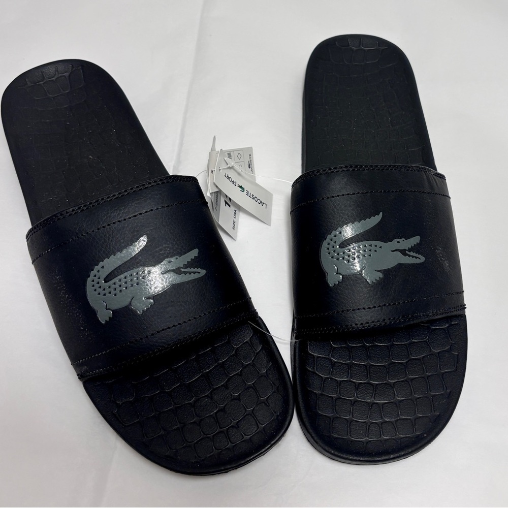 Lacoste Black Crocodile Slide Sandals